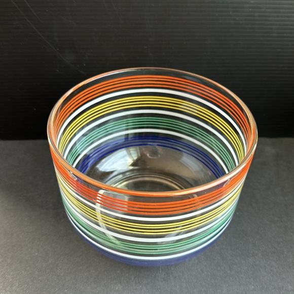 Rainbow Striped Glass Bowl Ice Bucket 6” EUC - Picture 5 of 14
